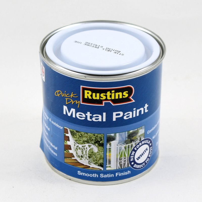 250ML WHITE SAT METAL PAINT RUSTINS Middlewich