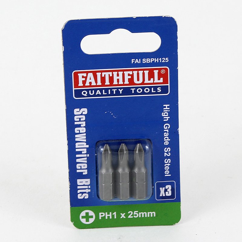 25MM S2 PH1 SCREWDRIVER BITS PK3 Middlewich 25mm-s2-ph1-screwdriver-bits-pk3-middlewich